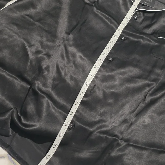 NWT Amazing Women's Black 100% Mulberry Silk  Pajama with White Piping, Size XXL - Picture 16 of 16